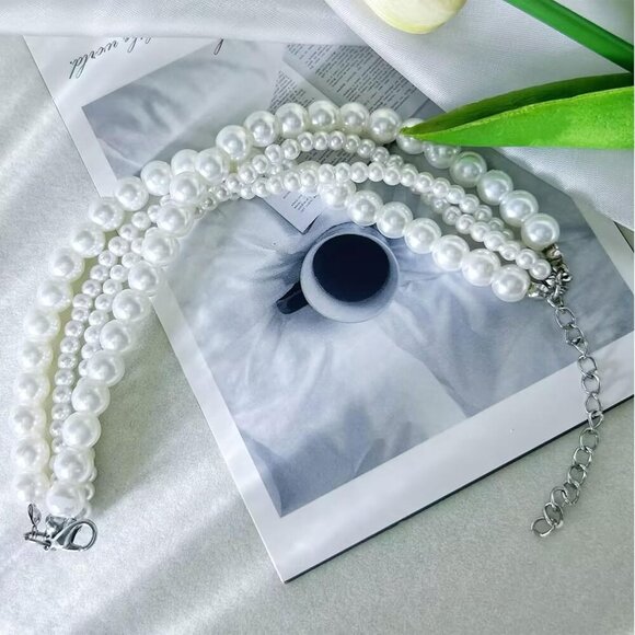 🆕 Women White Pearl Bracelet Layered Cross Fashion Simple Stylish Jewelry Gifts - Picture 8 of 8
